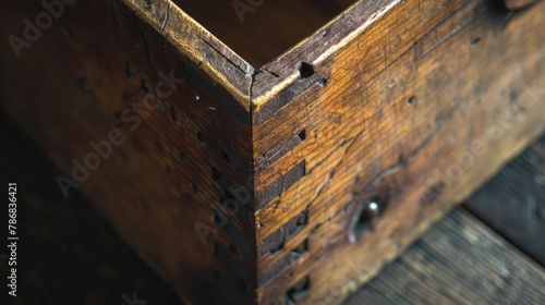 Details of a wooden box to evoke curiosity and unexpectedness