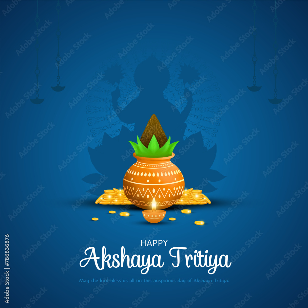 happy Akshaya Tritiya festival of India. abstract vector illustration design. - obrazy, fototapety, plakaty 