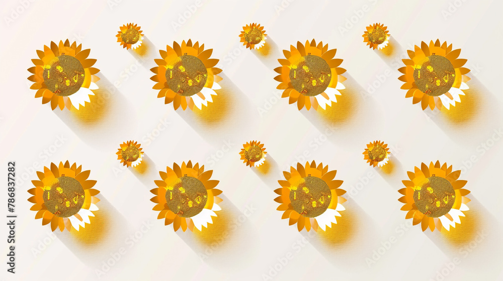 Floral-themed infographics with gold and yellow circles mimic abstract sunflowers. Floral-themed infographics with gold and yellow circles mimic abstract sunflowers.