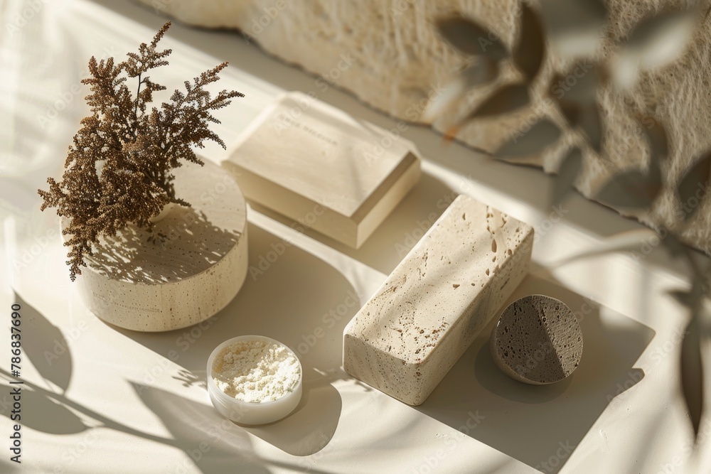 Minimalist Concrete Homeware on Sunlit Table Minimalist Concrete Homeware on Sunlit Table