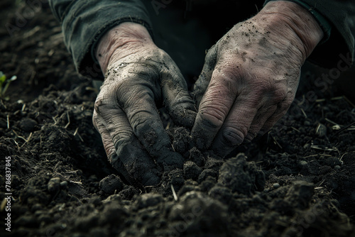A person is planting a seed in the dirt