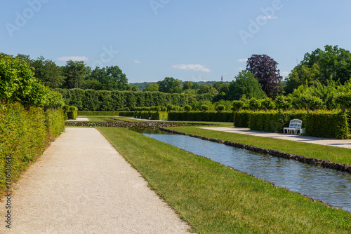 Historical park with garden and canal at Hermitage (Eremitage) Museum in Bayreuth, Bavaria, Germany