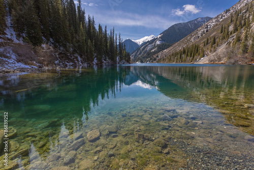 beautiful mountain lake with mountains reflected in the water © Alexandr Vlassyuk