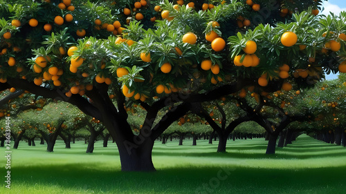 Summer background. Orange garden. High quality photo