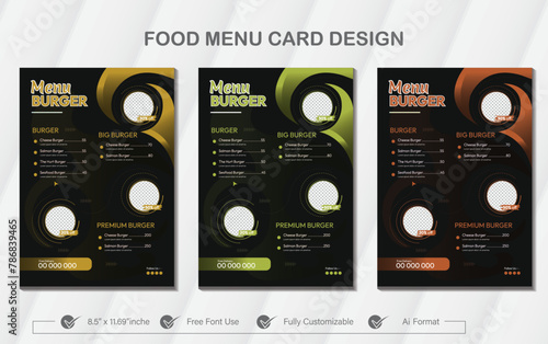 Editable Creative & Modern restaurant flyer design with delicious food menu