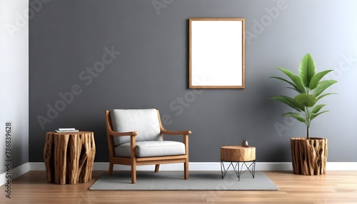 interior of a room with empty frame 