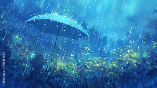 一本の傘と雨のテクスチャー4