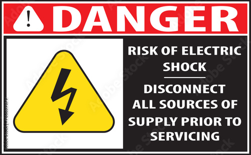 Free Download Danger risk of electrical shock hazard warning sign vector - GFXLoad