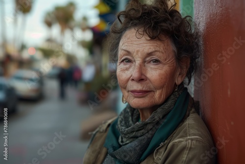 Portrait of an elderly woman in the streets of Barcelona, Spain