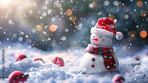 Text of merry Christmas and happy new year on a snow background digitally created © 2rogan