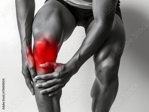 close up of a knee, person in pain