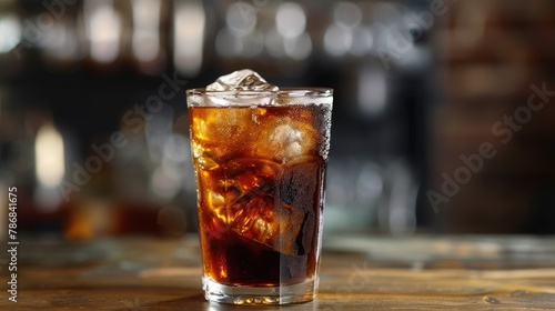 Cold Americano served with ice in a transparent glass