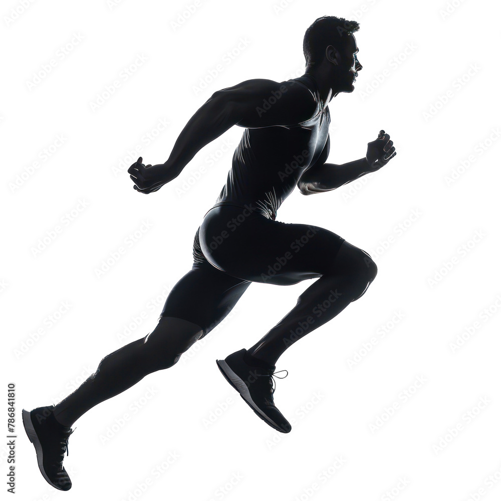 floating man exersice running in the air side view on transparency background PNG
