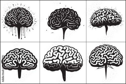 a brain of human silhouette black bold clean simple vector illustration.