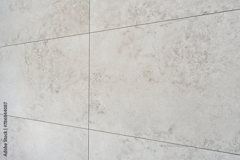 Naklejka premium The living room wall tiles are wide horizontally, making the house look spacious