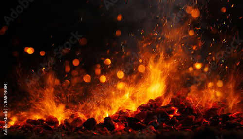 炎。火の粉。たき火の背景素材。キャンプファイヤー。火が燃えるイメージ素材。flame. sparks. Bonfire background material. campfire. Image material of burning fire.