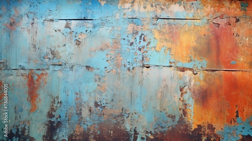 Old metal with cracked colorful hand painted grunge texture abstract background.