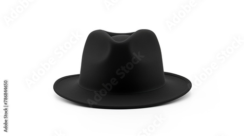 Realistic black hat mockup isolated on white background.