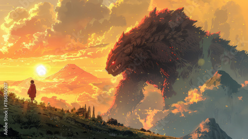 Giant monster fantasy illustration
