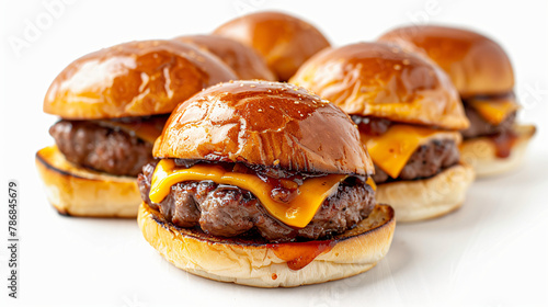 Beef Sliders with Cheese Isolated on a White Back