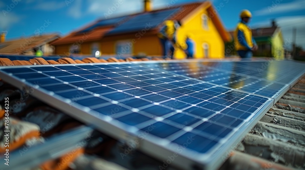Diligent engineers inspect solar panels, a vivid display of alternative energy in action, AI Generative Diligent engineers inspect solar panels, a vivid display of alternative energy in action, AI Generative