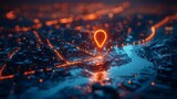 luminous navigation pin marking destination on a digital map, symbolizing precise location tracking, sleek, informative, AI Generative