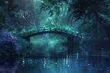 A bridge over a luminous river, where crossing it helps one let go of past traumas and fears
