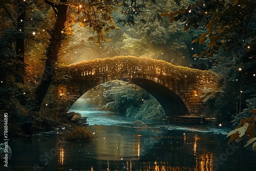 A bridge over a luminous river  where crossing it helps one let go of past traumas and fears