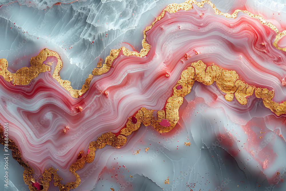 Pink and gold marble background for graphics use. Created with Ai