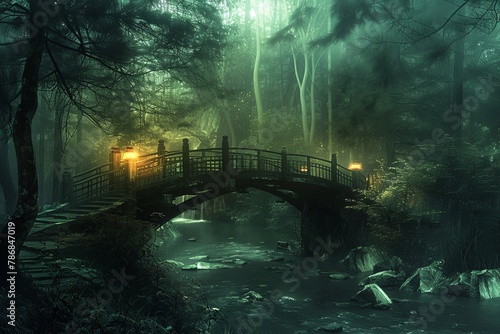 A bridge over a luminous river  where crossing it helps one let go of past traumas and fears