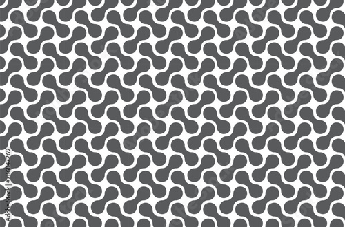 Seamless black and white metaball conection. Abatract line and dot backgeound.