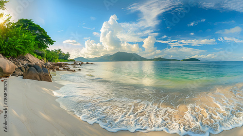tropical island, beautiful beach wave 