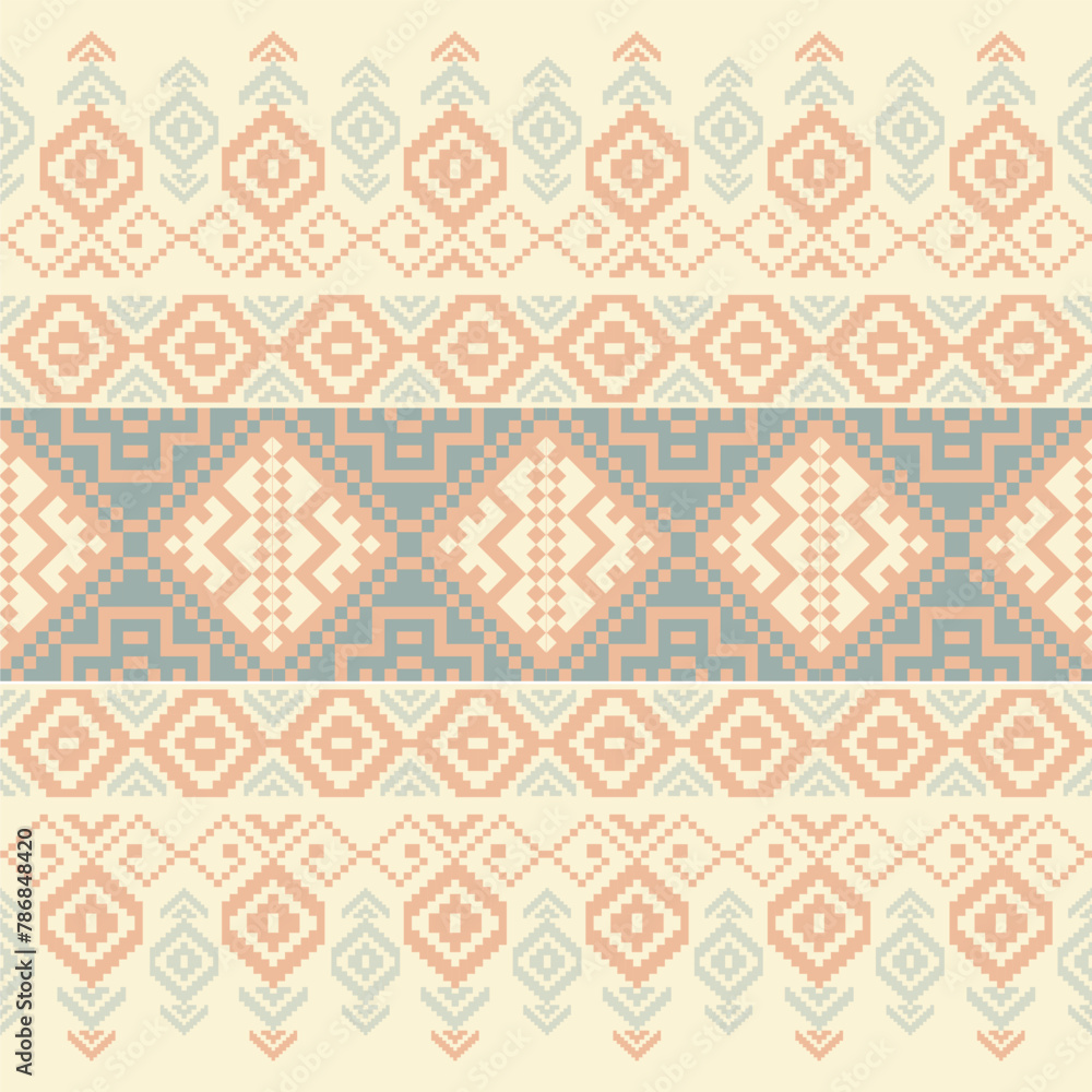 Traditional ethnic,geometric ethnic fabric pattern for textiles,rugs,wallpaper,clothing,sarong,batik,wrap,embroidery,print,background,vector illustration,pastel colors, green,brown