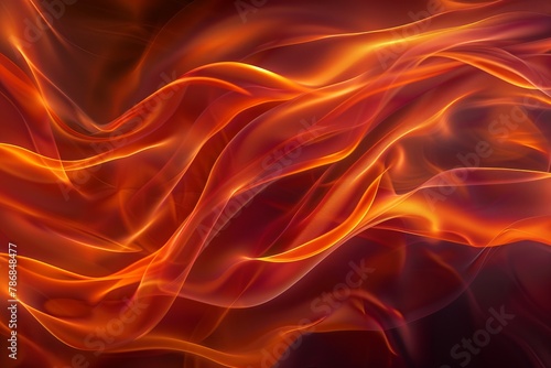 A closeup of flowing, ethereal orange and red flames on an abstract background, creating a sense of movement and depth. The warm colors create a dramatic contrast against the dark backdrop