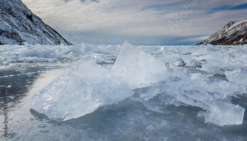                                                                                                                               Image material of the coast where ice and drift ice remain. crushed ice. jewelry ice cream rock ice.