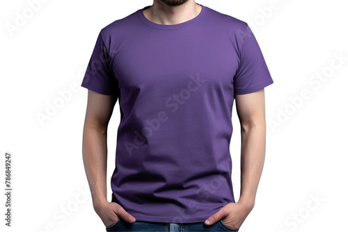 Man wearing purple t shirt on Transparent Background PNG