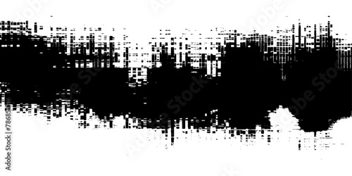 Distress grunge black dusty texture. Balck and white isolate plash with rack and line dot texture.	