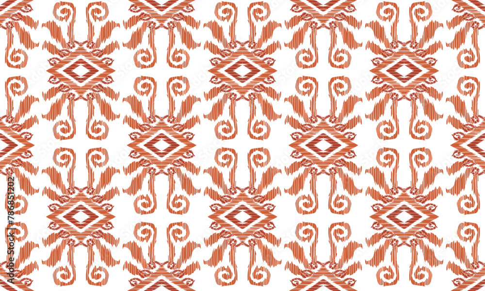Fototapeta premium Hand draw Ikat floral paisley embroidery.Ikat ethnic oriental pattern traditional.Aztec style abstract vector illustration.great for textiles, banners, wallpapers, wrapping vector.
