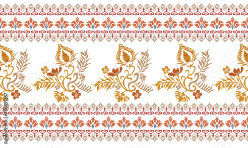 Hand draw Ikat floral paisley embroidery.kat ethnic oriental pattern traditional.Aztec style abstract vector illustration.great for textiles, banners, wallpapers, wrapping vector.