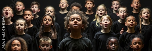 Choir of School Children singing together photo