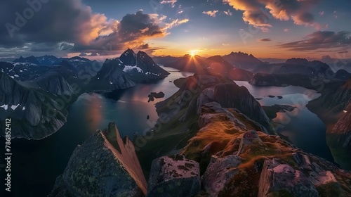 Nature panorama mountain landscape at sunset Norway   photo