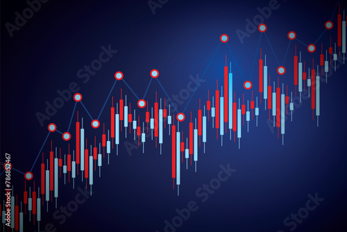 Forex and stock exchange chart vector illustration. Japanese candle stick graph of stock market trading. Finance and forex trade background