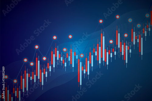 Forex and stock exchange chart vector illustration. Japanese candle stick graph of stock market trading. Finance and forex trade background