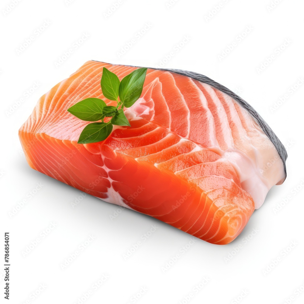 Salmon trout steak slice on a white background