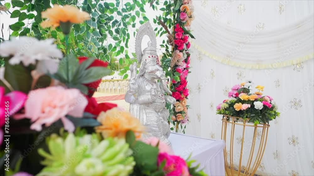 silver god Ganesh idol decoration view silver god Ganesh idol decoration view