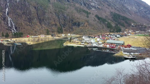 Wallpaper Mural Revealing idyllic town Mo in Modalen Norway from behind tree Torontodigital.ca