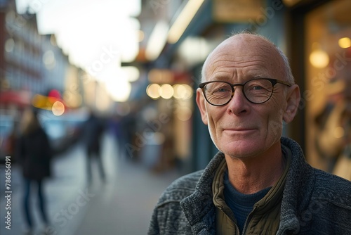 Portrait of a senior man with glasses at the street in London
