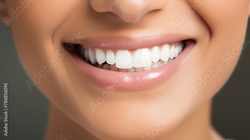 Closeup portrait woman smiling , white teeth 