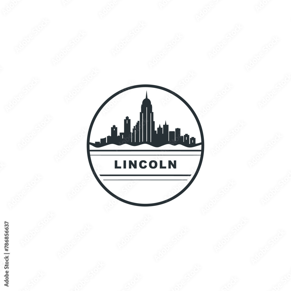 UK Lincoln cityscape skyline city panorama vector flat modern logo icon. United Kingdom, England town emblem idea with landmarks and building silhouettes. Isolated graphic