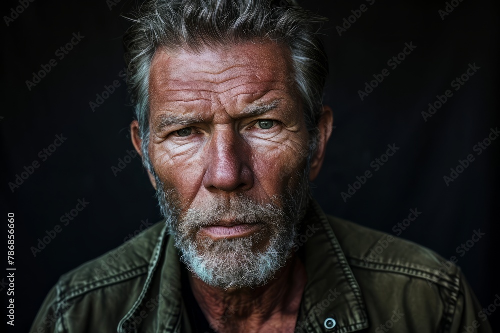 Portrait of an old man with a gray beard and mustache. Portrait of an old man with a gray beard and mustache.